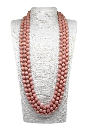 Collana tre fili. di RODOCROSITE sfera. Chiusura in argento. Lunghezza cm 89....