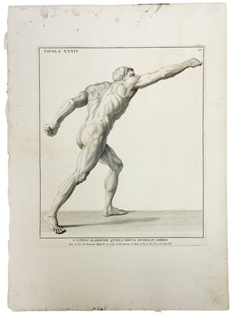 Stampa dalla metà del 1700 raffigurante "L'ispirazione del Gladiatore, la...