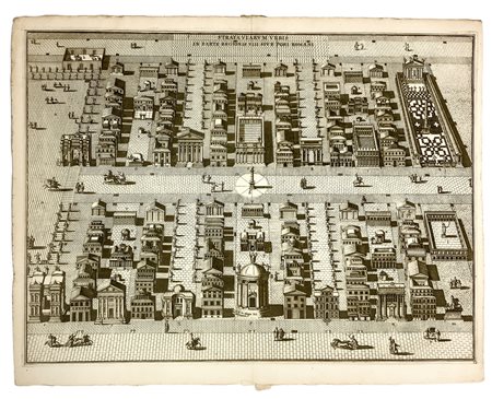 Stampa la prima metà del 1600 raffigurante "Strataviaruppo urbis -...