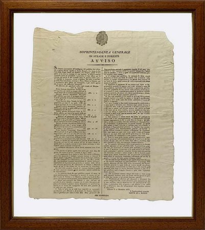 Decreto della sovrintendenza generale di strade e foreste. Avviso. Palermo lì...