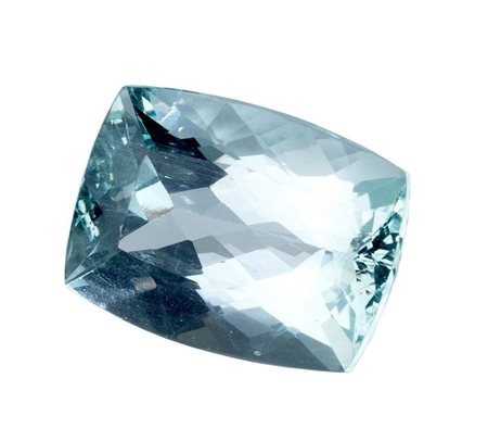 ACQUAMARINA CT 19,29 di forma rettangolare a lati curvi, taglio composito, mm...