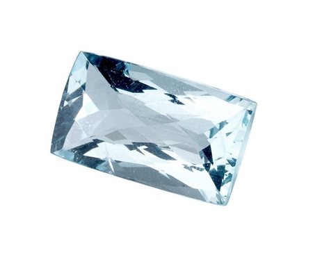 ACQUAMARINA CT 10,58 di forma rettangolare allungata a lati curvi, taglio...