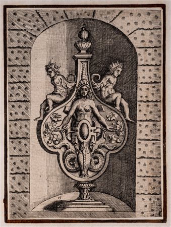 Serie di quattro incisioni con reliquiari decorati a grottesca XVI secolo...