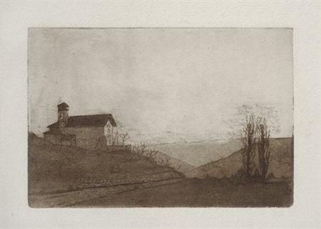 Anonimo del XX sec. Paesaggio Acquaforte, mm. 340x255 (foglio); mm. 130x190...