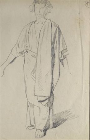 Lionello Balestrieri (Cetona, 1872 - 1958) Figura con tunica Matita su carta,...