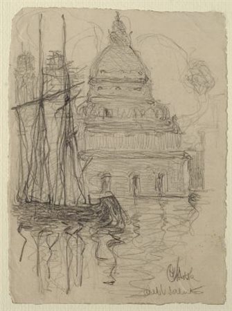 G. Baracchini Santa Maria della Salute Matita su carta, cm. 19,5x14,5 Firma e...