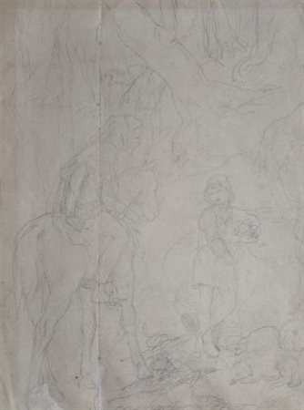 Luigi Bechi (Firenze, 1830 - 1919) Cimabue e Giotto (Fronte e retro) Matita...
