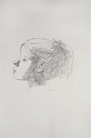 Xavier Bueno (Vera de Bidasoa, 1915 - Fiesole, 1979) Volto di bambina...