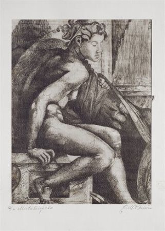 Gaetano D'Amico (Catania, 1937) Da Michelangelo Firma in basso a destra....