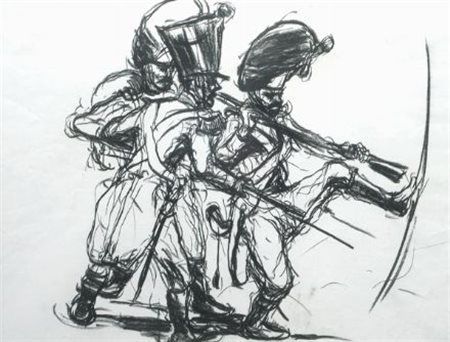 Arturo Dazzi (Carrara, 1881 - Pisa, 1966) Irruzione Carboncino su carta, cm....