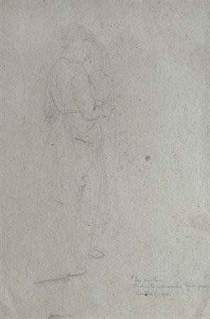 Egisto Ferroni (Lastra a Signa, 1835 - 1912) La visita Matita su carta, cm....