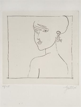 Franco Gentilini (Faenza, 1909 - Roma, 1981) Volto Litografia., mm. 505x345...