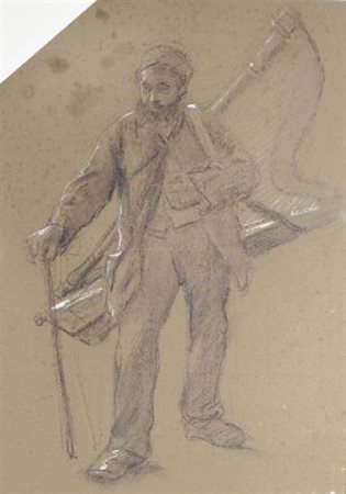 Alfonso Hollaender (Ratisbona, 1845 - Firenze, 1923) Suonatore d'arpa...