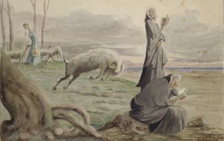 Lando Landozzi (Livorno, 1887 - 1959) La carica, 1971 Acquerello su carta,...