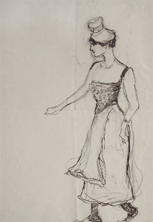 Moses Levy (Tunisi, 1885 - Viareggio, 1968) Figura China su carta, cm. 23x16