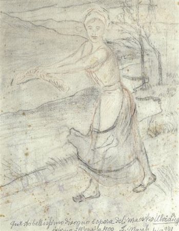Ulvi Liegi (Livorno, 1858 - 1939) Seminatrice, 1900 ca Matita e seppia su...