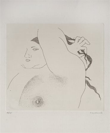 Salvo Lombardo (Favara, 1948) Nudo Acquaforte, mm. 500x350 (foglio) ; mm....