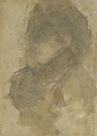 Pompeo Mariani (Monza, 1857 - Bordighera, 1927) Profilo Matita e acquarello...