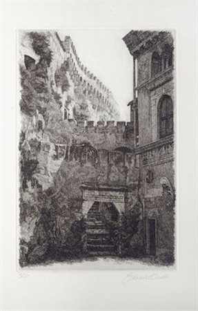 Gabriele Osselli La corte del castello Acquaforte, mm. 495x355 (foglio); mm....