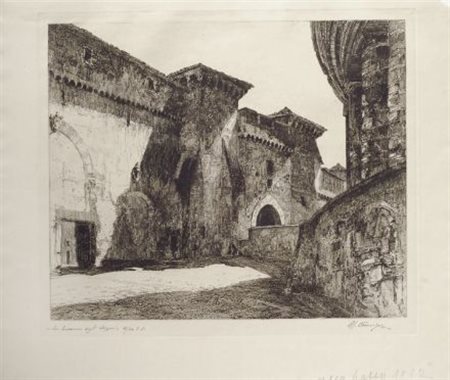 Umberto Prencipe (Napoli, 1879 - Roma, 1962) La caserma degli Svizzeri...