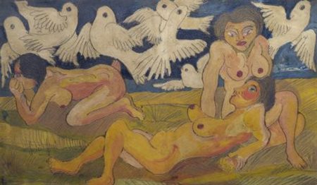 Giuseppe Serafini (Montelupo Fiorentino, 1915 - 1987) Nudi Tecnica mista su...