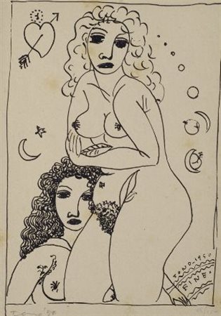 Tono Zancanaro (Padova, 1906 - 1985) Nudi, 1950 Litografia, mm.160x110; es....