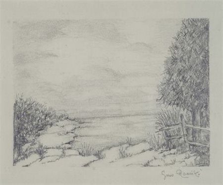 Gino Romiti (Livorno, 1881 - 1967) Marina Matita su carta, cm. 20x25 Firma in...