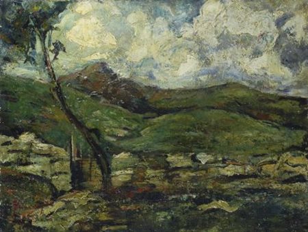 Ermenegildo Agazzi (Mapello, 1866 - Bergamo, 1945) Paesaggio, 1945 Olio su...