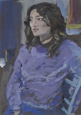 Enzo Faraoni (S. Stefano Magra, 1920) Ritratto, 1982 Tempera su cartoncino,...