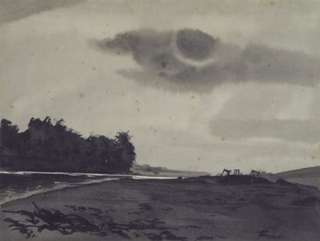 Luciano Guarnieri (Firenze, 1930 - 2009) Paesaggio, 1948 China e china...