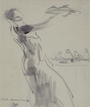 Pietro Annigoni (Milano, 1910 - Firenze, 1988) Ultima cena China su carta,...