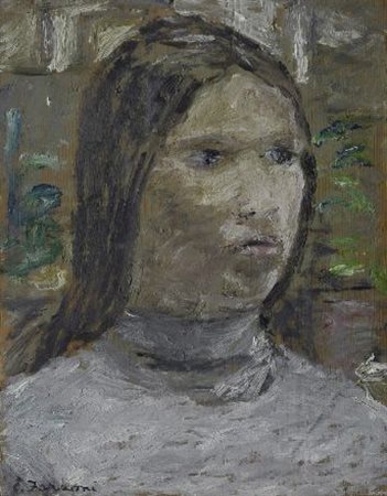 Enzo Faraoni (S. Stefano Magra, 1920) Ragazza con golf bianco, 1970 Olio su...