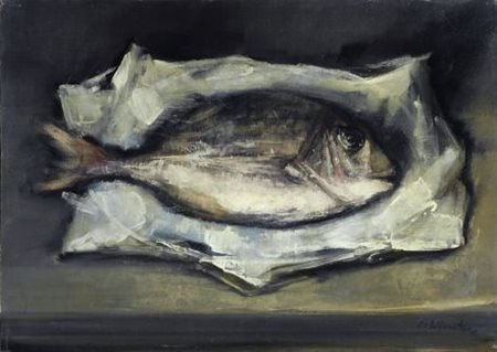 Fausto Maria Liberatore (Lucca, 1927 - 2004) Natura morta con pesce, 1966...