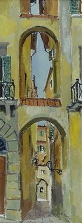 Rodolfo Marma (Firenze, 1923 - 1998) Vicolo degli Altoviti, 1970 Olio su...