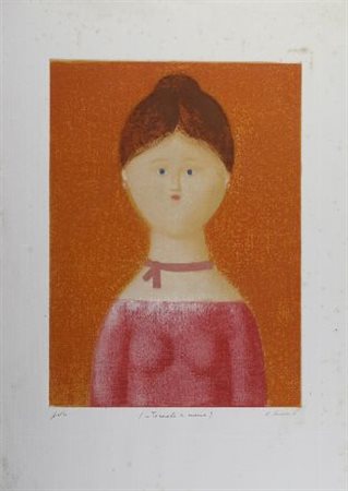 Antonio Bueno (Berlino, 1918 - Firenze, 1984) Figura in rosso Litografia...