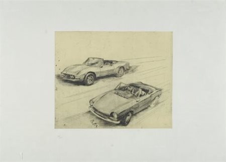 Mario Calandri (Torino, 1914 - 1993) Ferrari Acquaforte su carta, mm. 500x700...