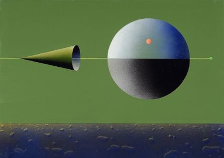 Filippo De Gasperi (Milano, 1928) Satellite e sonda spaziale, 1980 Olio su...