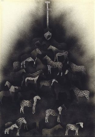 Warren Knight (Minneapolis, 1941) Senza titolo, 1973 China su carta, cm....