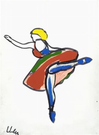 Marco Lodola (Dorno, 1955) Ballerina, 2000 Smalto su tela, cm. 41x31 Firma in...