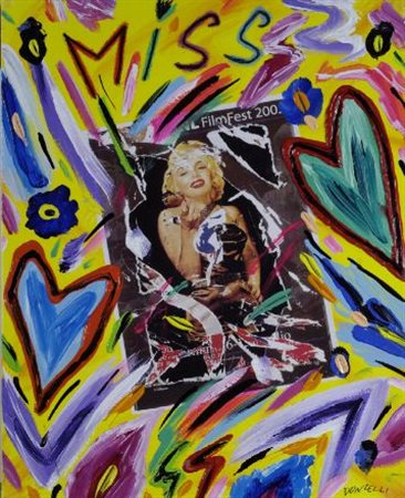 Bruno Donzelli (Napoli, 1941) Miss Acrilico e collage su tela, cm. 50x40...