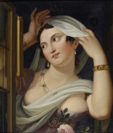 Anonimo del XIX sec. Figura femminile Olio su tela, cm. 49,5x42