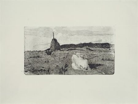 Giovanni Fattori (Livorno, 1825 - Firenze, 1908) Pio bove Acquaforte su...