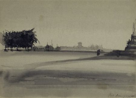 Pietro Annigoni (Milano, 1910 - Firenze, 1988) Piazzale Michelangelo China su...