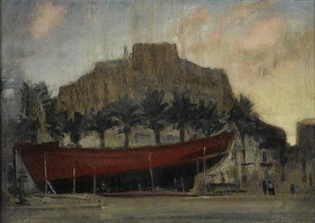 Pietro Annigoni (Milano, 1910 - Firenze, 1988) Barcone (Messico) Olio su...