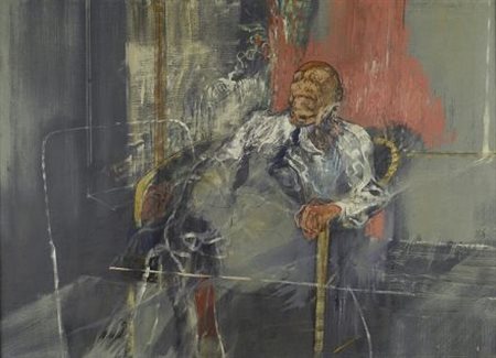 Alberto Sughi (Cesena, 1928 - Roma, 2012) Il vecchio Olio su tela, cm....