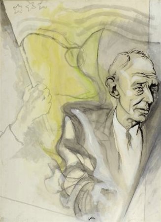 Renato Guttuso (Bagheria, 1912 - Roma, 1987) Ritratto di Oppenheimer, 1965...