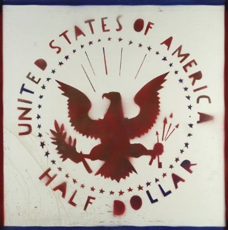 Franco Angeli (Roma, 1935 - 1988) Aquila Smalto su tela, cm.70X70 Firma sul...