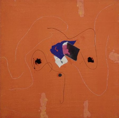 Achille Pace (Termoli, 1923) Rosso 25, 1982 Tempera, fili e collage su tela,...