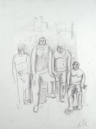 Sandro Chia (Firenze, 1946) Senza titolo Matita su carta riportata su tela,...