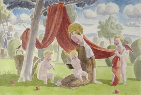 Jan Knap (Chrudim, 1949) In campagna Acquerello su carta, cm. 38x56 Firma in...